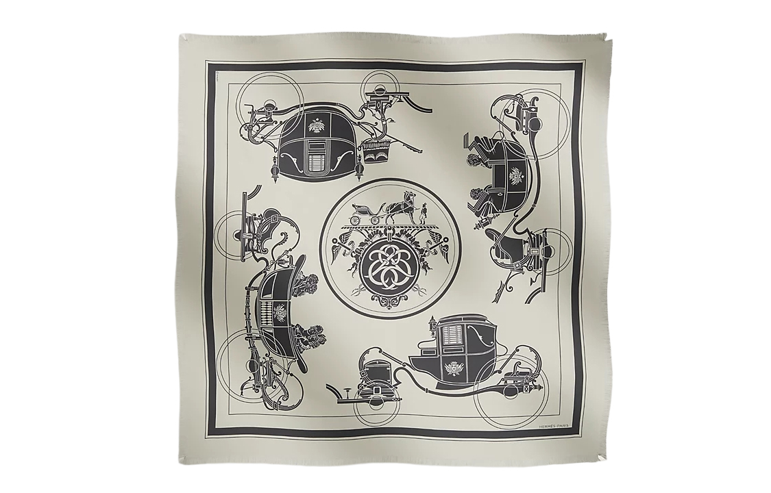 HERMES Printed Silk Scarf Beige Unisex Couple Design H271063T 66 圖 2