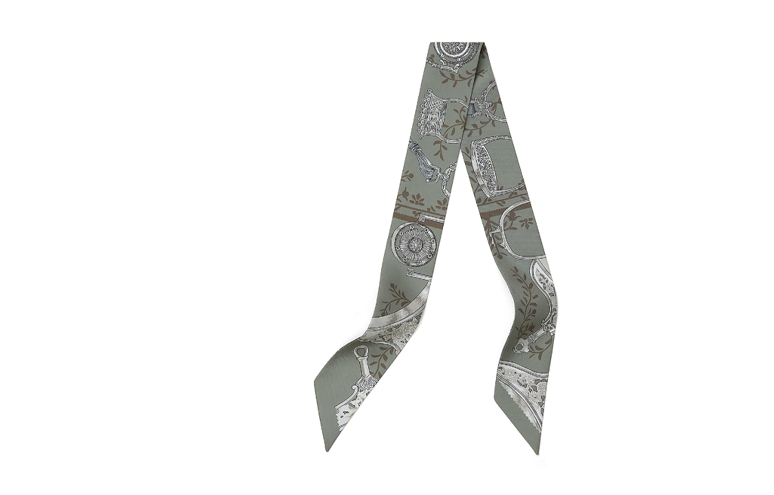 HERMES Printed Silk Scarf Gray Unisex Couple Edition. H063502T 16 圖 3