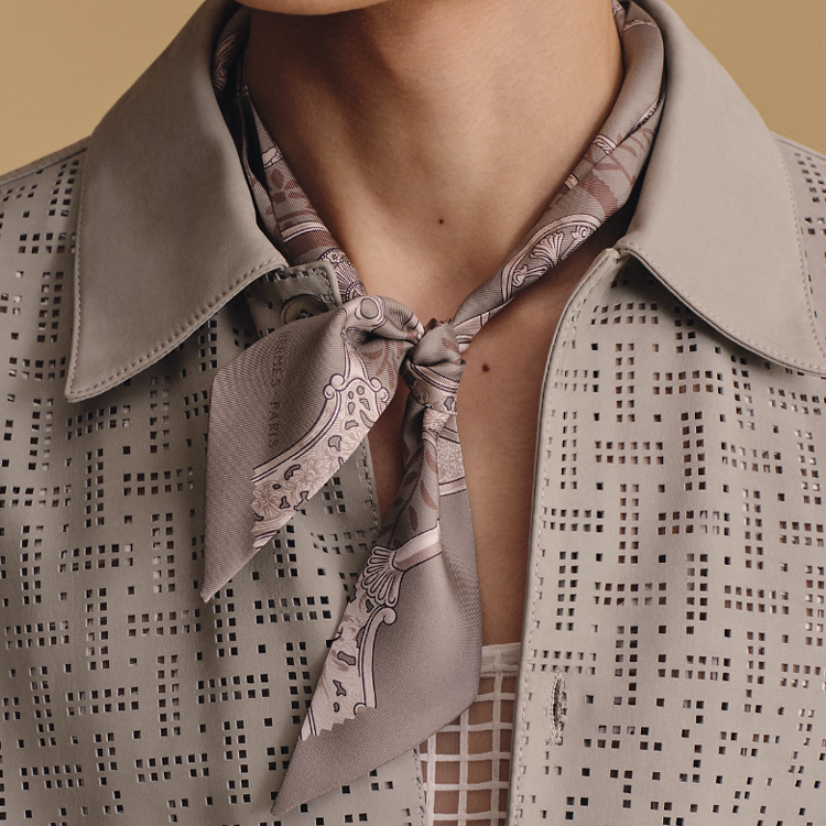 HERMES Printed Silk Scarf Gray Unisex Couple Edition. H063502T 16 圖 4