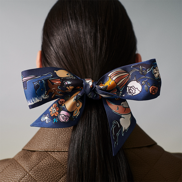 HERMES Printed Silk Scarf Unisex Couple Style Blue H064007S 05 圖 3