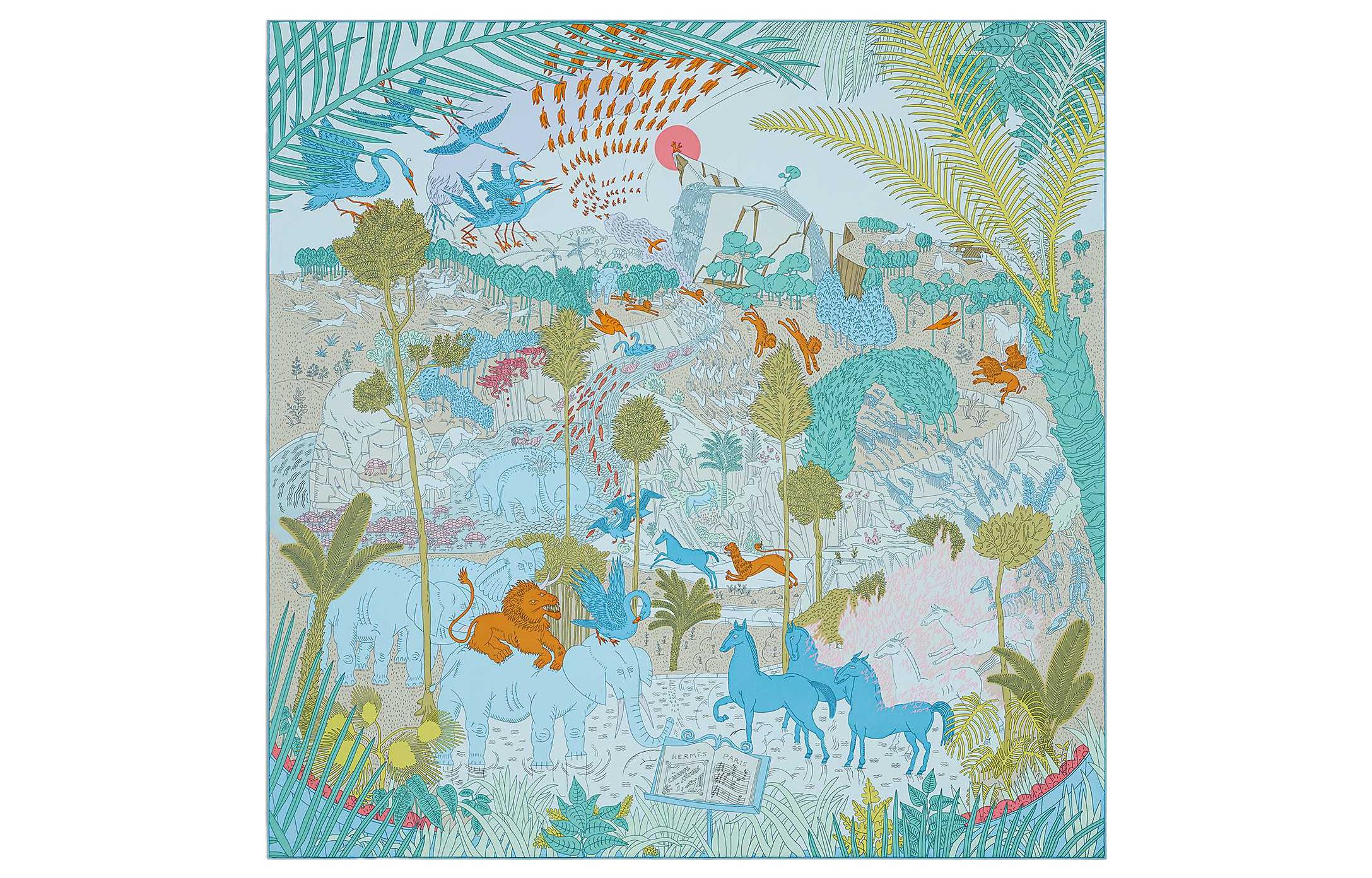 HERMES Printed Silk Scarf Unisex Fashion Casual Style for Couples. H003953S03