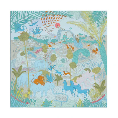 HERMES Printed Silk Scarf Unisex Fashion Casual Style for Couples. H003953S03