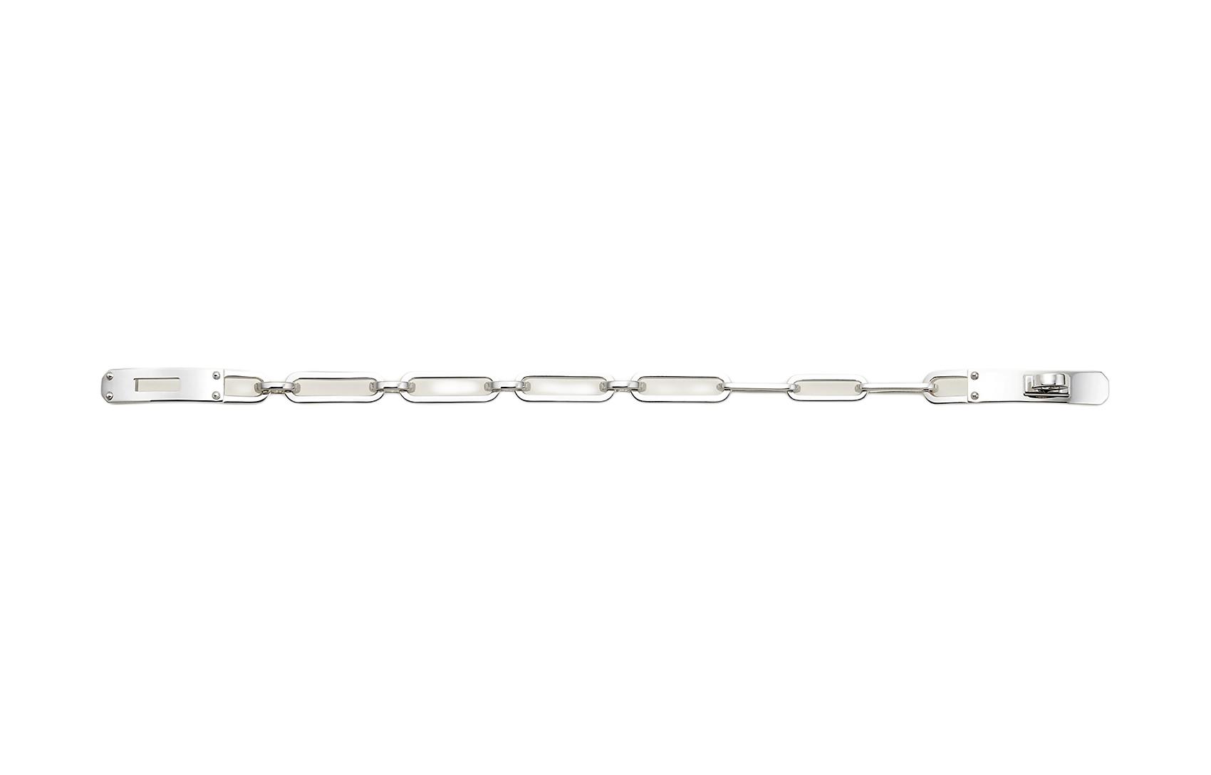 HERMES Pure 925 Silver Bracelet Unisex Couples Design - Silver H123429B 0015