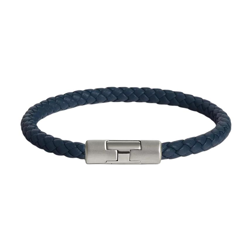 HERMES Puzzle H Solid Navy Blue Braided Bracelet for Men. H077324FP7UT4