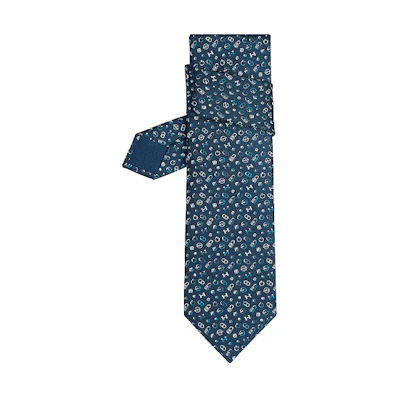 HERMES Quincaillerie Silk Twill Tie in Sailor Blue. H606215T-02