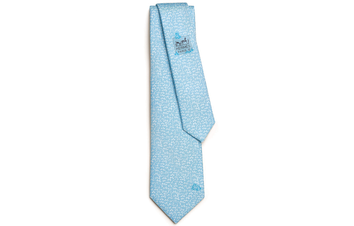 Order HERMES Rabbit Pattern Print Fashion Tie for Men - Light Blue H006306T-09