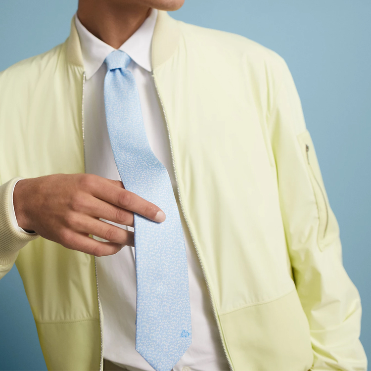 Lookbook HERMES Rabbit Pattern Print Fashion Tie for Men - Light Blue H006306T-09