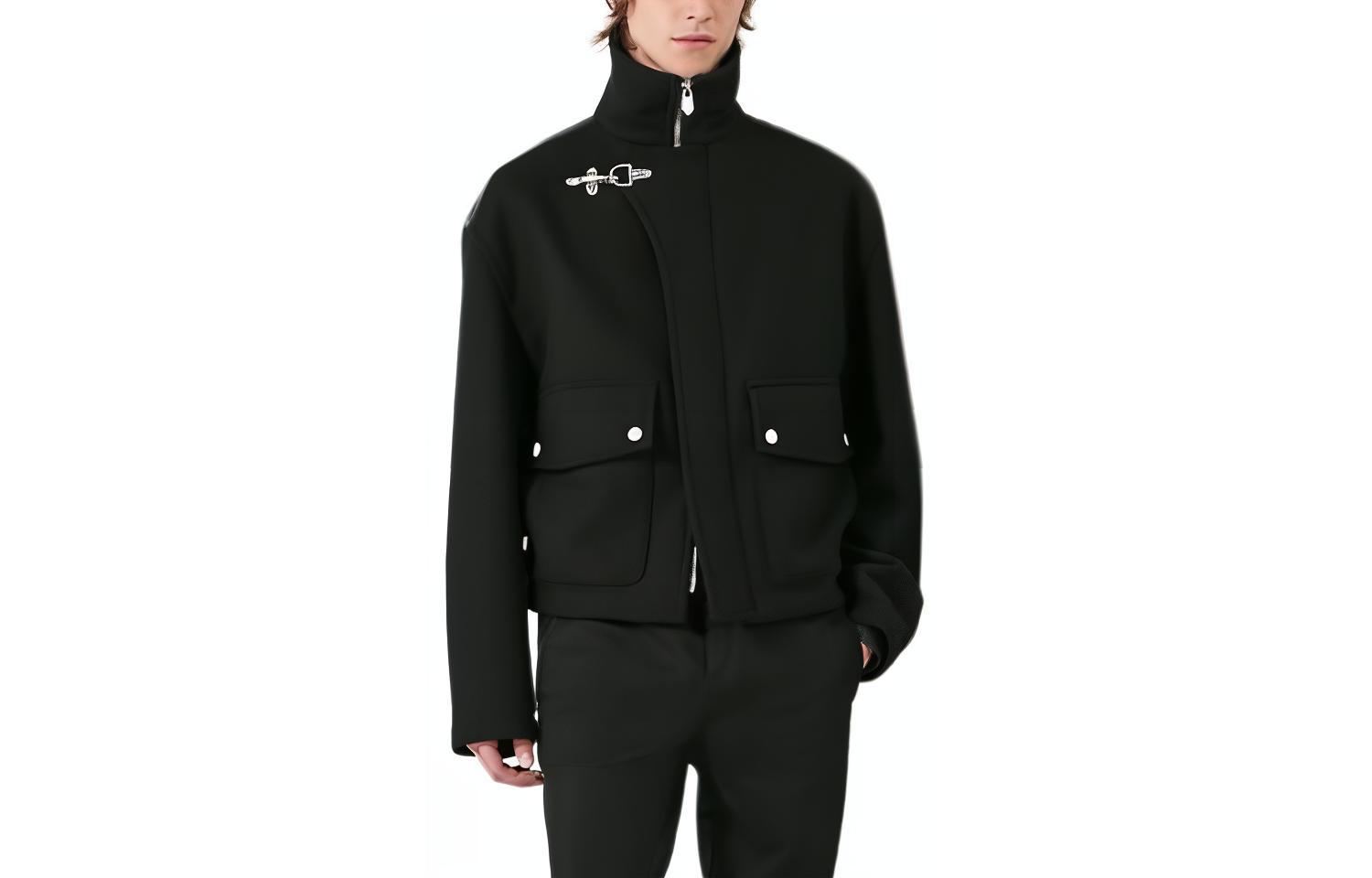 Hermes Recto Verso Straight Cut Jacket Black Long Sleeve Outerwear H362150HK02