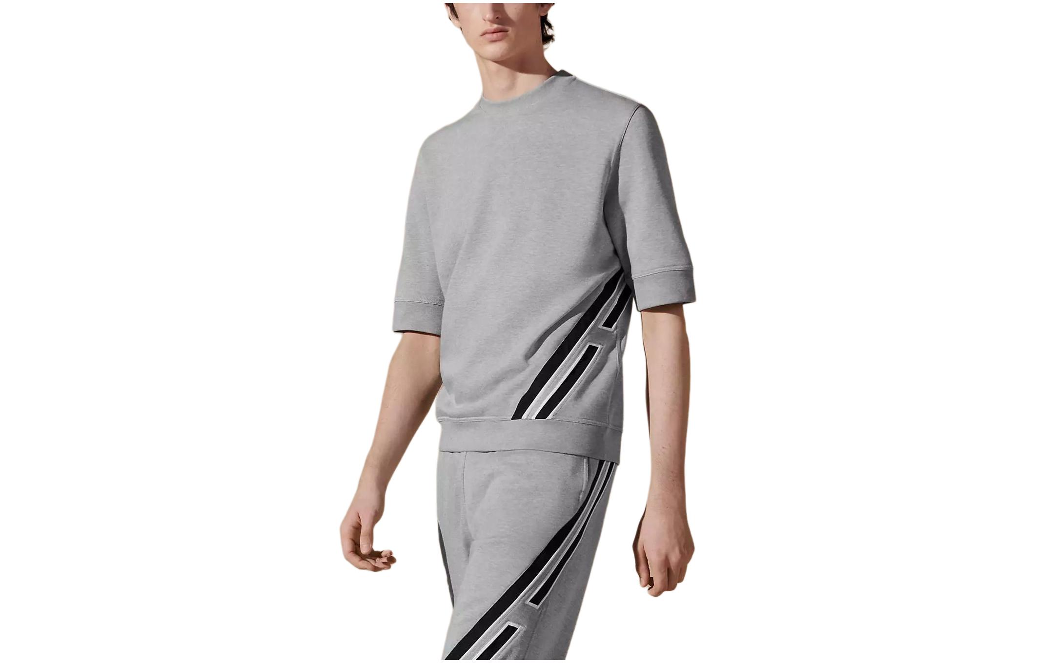 Hermes Reflective Trim Striped Crew Neck Short Sleeve Tee Grey () H457730HA1O