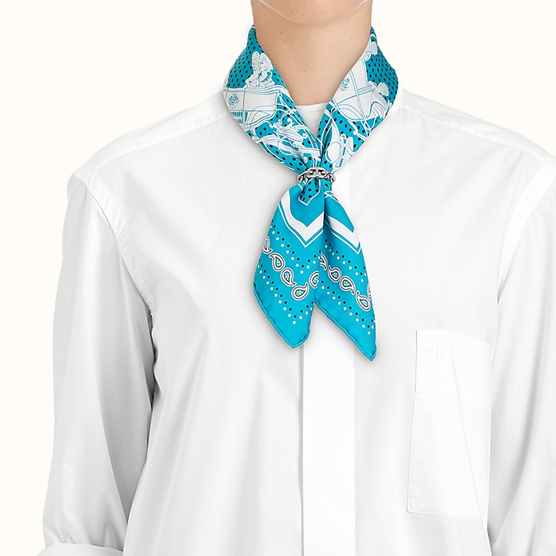 HERMES Regate Silk Scarf Ring Silver H601007S-00 圖 3