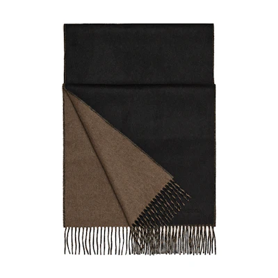 HERMES Reversible Cashmere Scarf Black/Elephant Grey Unisex Couple Design. H393800T 34