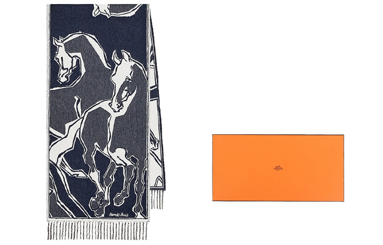 HERMES Reversible Cashmere Scarf with Fringe and Pegasus Design H393576T-01 圖 2