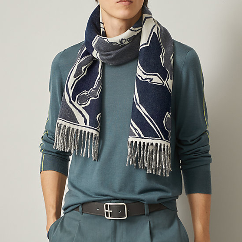 HERMES Reversible Cashmere Scarf with Fringe and Pegasus Design H393576T-01 圖 5