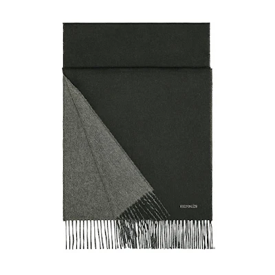 HERMES Reversible Cashmere Wool Scarf Unisex Couple Grey Black H393800T-04