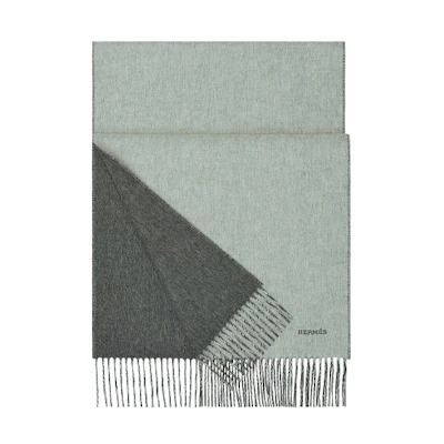 HERMES Reversible Fringe Cashmere Wool Scarf Unisex Couple Style H393800T-19