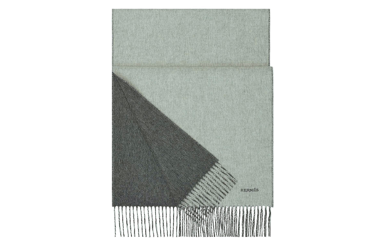 HERMES Reversible Fringe Cashmere Wool Scarf Unisex Couple Style H393800T-19 圖 2