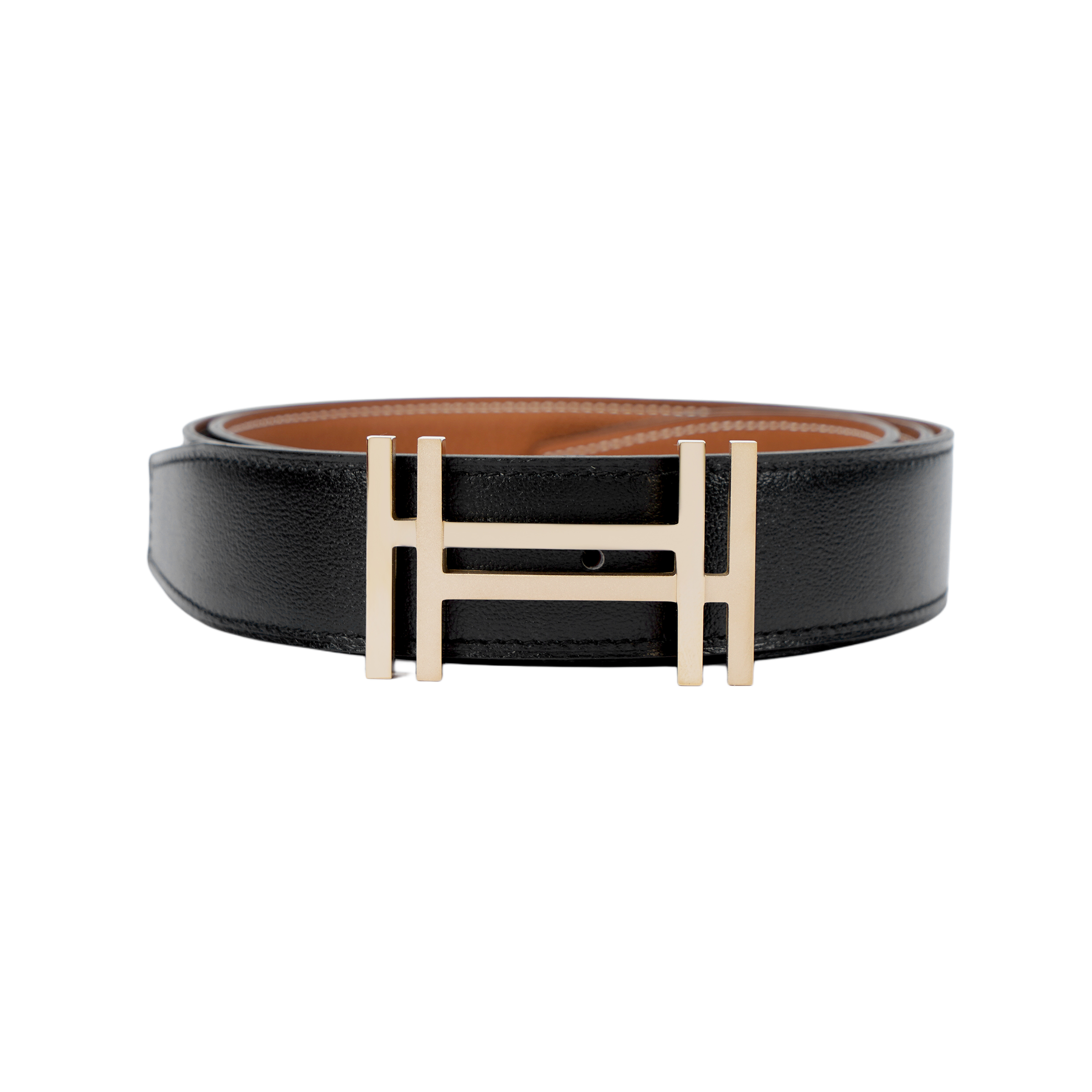 Hermes Reversible H Buckle Togo Leather Belt Men Black/Gold 3.2cm H066050CP2K-H073967CAAA