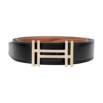 Hermes Reversible H Buckle Togo Leather Belt Men Black/Gold 3.2cm H066050CP2K-H073967CAAA