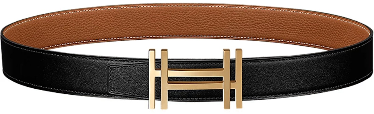 Hermes Reversible H Buckle Togo Leather Belt Men Black/Gold 3.2cm H066050CP2K-H073967CAAA 4