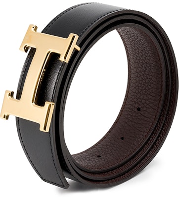 爱马仕双面皮带:黑色/巧克力色,亮金扣,3.2厘米 H064544CC06-H073967CAAB Shop 爱马仕双面皮带:黑色/巧克力色,亮金扣,3.2厘米 H064544CC06-H073967CAAB