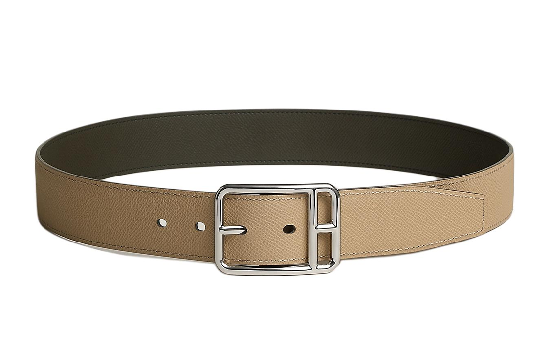 HERMES Reversible Leather Belt Gray Green/Beige 3.8cm Men’s Pin Buckle Style H081693CKVT085 圖 3