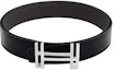 Buy HERMES Cinturón Reversible de Cuero con Hebilla H Negro/Gris Estaño 3.2cm H066050CK05-H073967CAAC