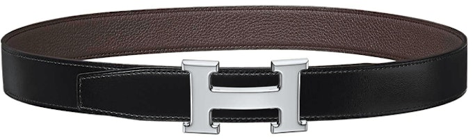 HERMES Reversible Togo Leather Belt Chocolate/Black 3.2cm H064544CK05-H073967CAAB HERMES Reversible Togo Leather Belt Chocolate/Black 3.2cm H064544CK05-H073967CAAB