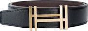 Buy HERMES 可雙面用Togo皮革皮帶 金扣 黑/巧克力 3.2公分 H066050CP2K-H073967CAAB090