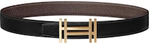 Order HERMES 可雙面用Togo皮革皮帶 金扣 黑/巧克力 3.2公分 H066050CP2K-H073967CAAB090