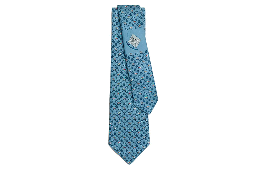 HERMES Rocking Horse Silk Tie  Blue H006328Tv10 圖 2