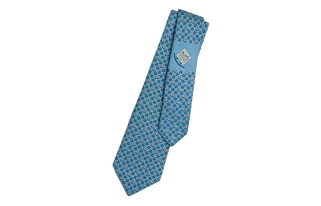 HERMES Rocking Horse Silk Tie  Blue H006328Tv10 圖 3