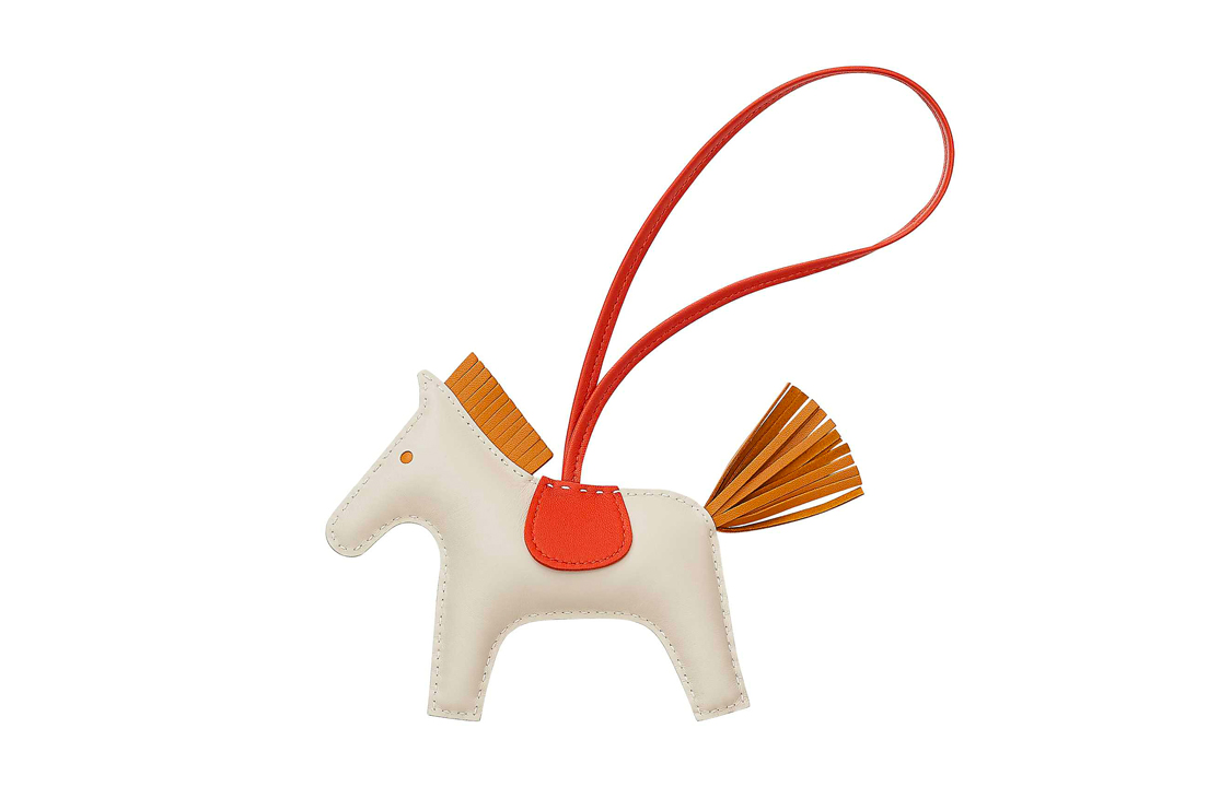 HERMES Rodeo Horse Charm Unisex Keychain White/Red H064930CABX