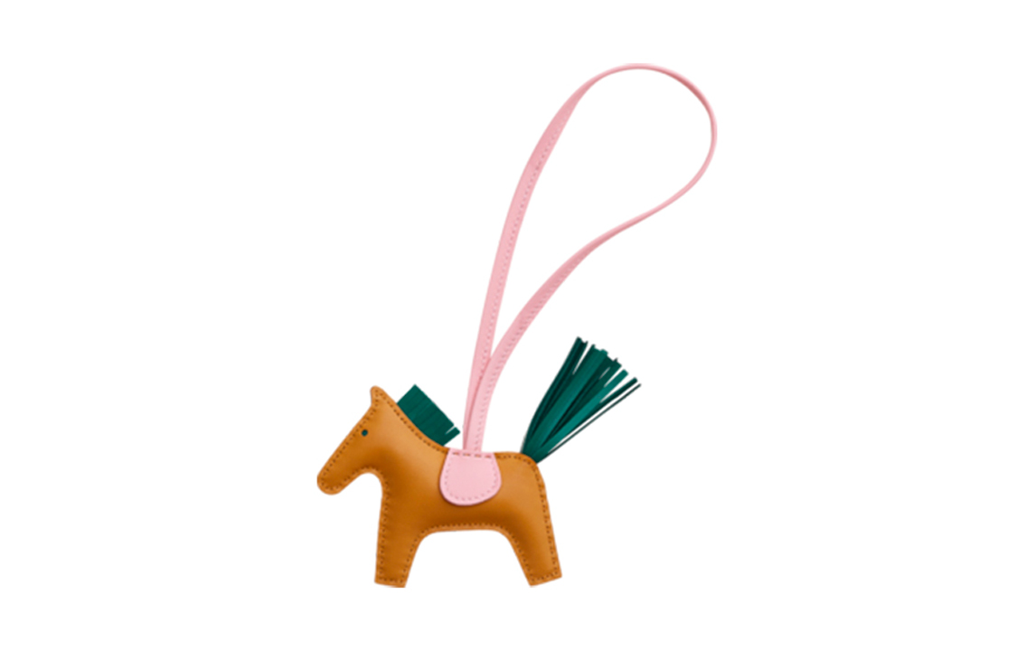 HERMES Rodeo Lambskin Bag Charm Unisex in Cypress Green and Blossom Pink. H064929CACH 圖 2