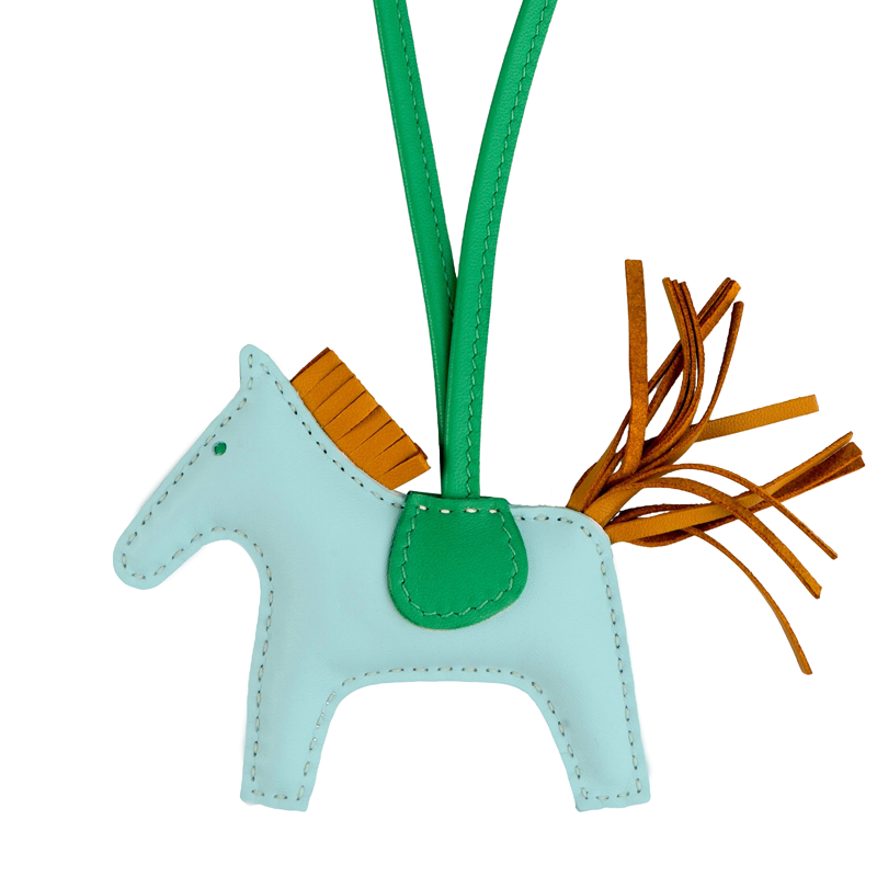 HERMES Rodeo Lambskin Bag Charm Unisex Mint Blue Pony Design. H064929CACJ 圖 5