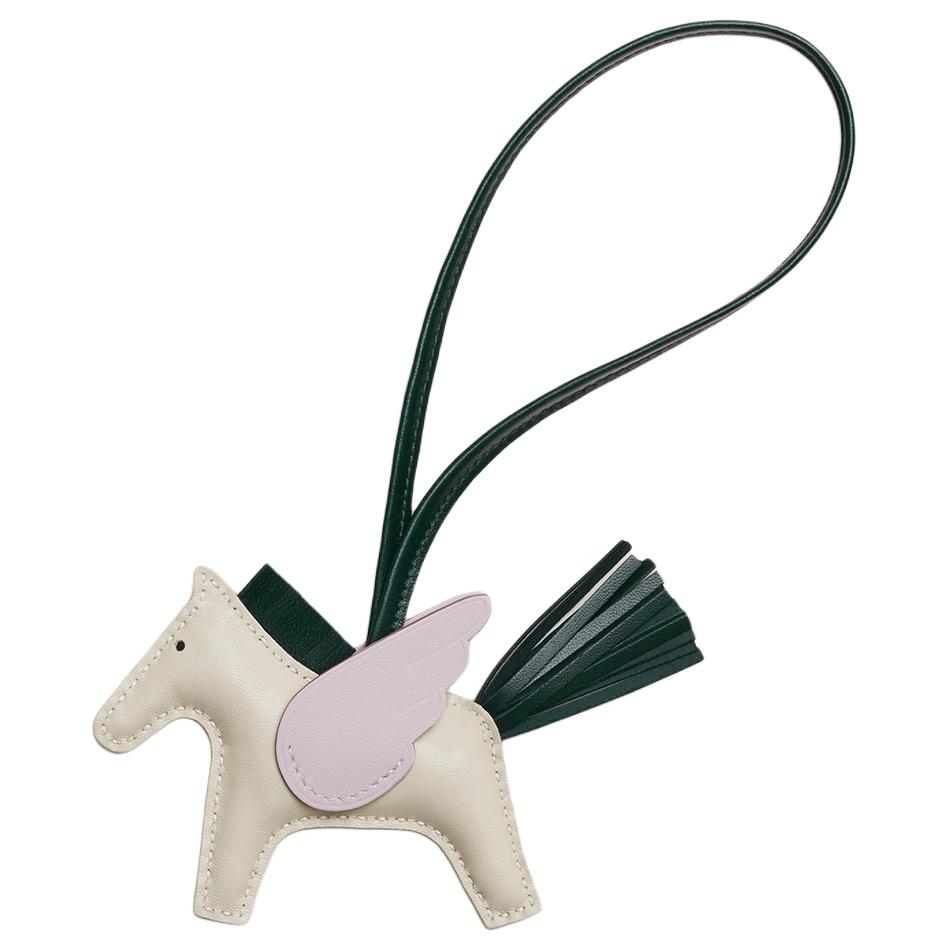 HERMES Rodeo Lambskin Charm Chalk White/Vert Cypress/Light Purple Unisex. H083010CAAY