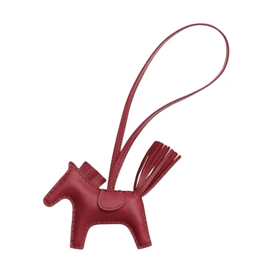HERMES Rodeo Lambskin Charm Pony - Dark Red/Pink Unisex Keychain H064929CACG