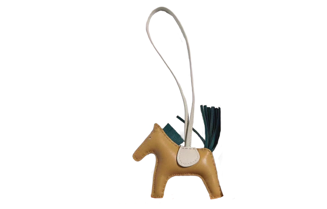 HERMES Rodeo Lambskin Horse Bag Charm Sesame Color Unisex Couple Accessory H064929CACQ