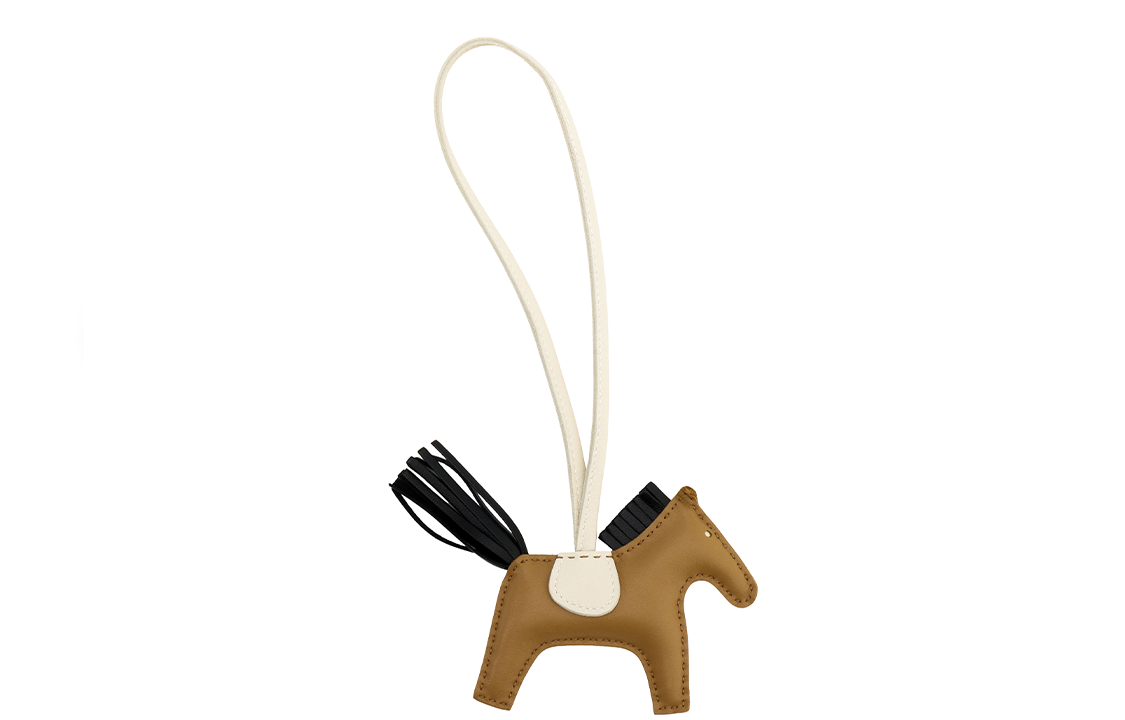 Lookbook HERMES Rodeo Lambskin Horse Charm Keychain Black/Brown Unisex Couple Style. H064929CADI
