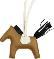 Shop HERMES Rodeo Lambskin Horse Charm Keychain Black/Brown Unisex Couple Style. H064929CADI