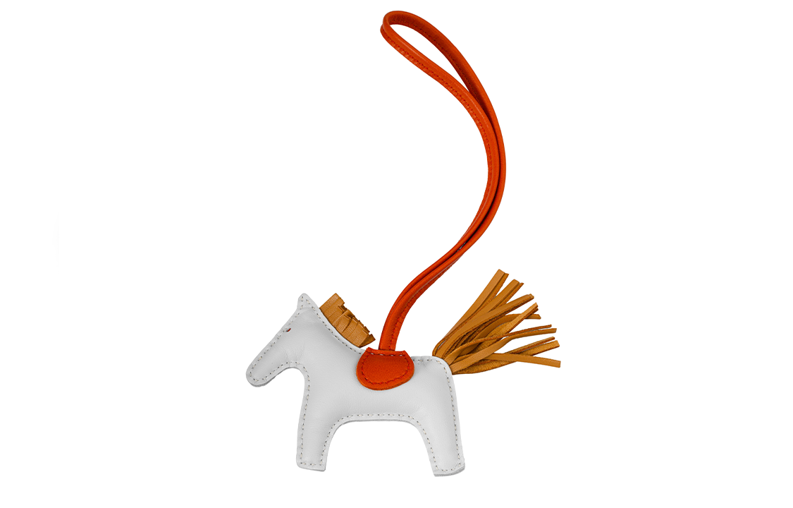 HERMES Rodeo Lambskin Horse Charm Keychain Unisex Couple Design - White. H064929CABW 圖 2