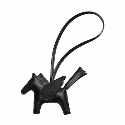 HERMES Rodeo Lambskin Small Black Horse Bag Charm Unisex. H083010CAAO