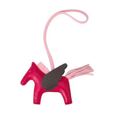 HERMES Rodeo Leather Bag Charm - Rose Pink & Ebony Unisex Accessory. H083010CAAA