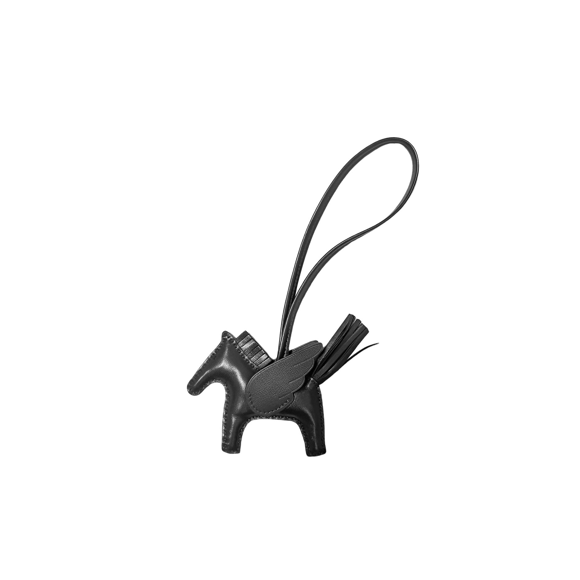 Shop HERMES Rodeo Leather Bag Charm Black Unisex Couple Design Horse Shape 083289CA