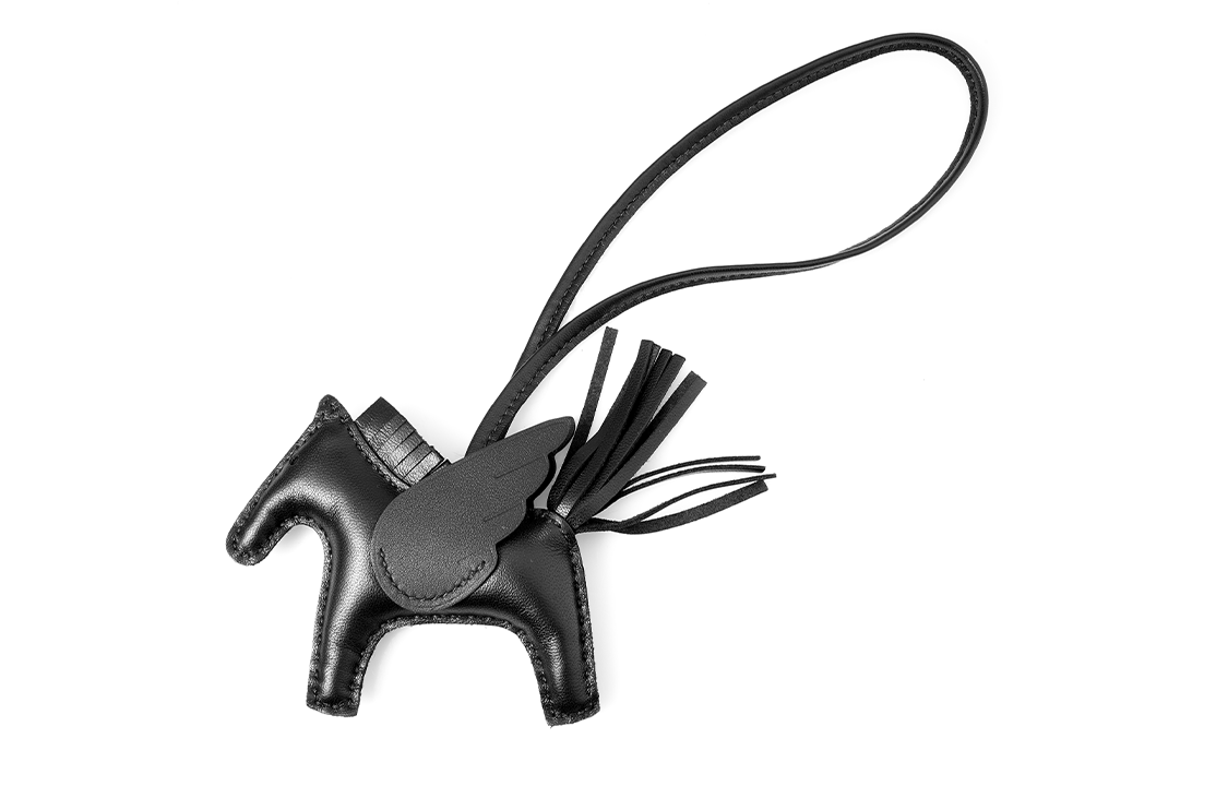HERMES Rodeo Leather Charm Black - Unisex Couple Design Horse Shaped Keychain H083011CAAU 圖 2