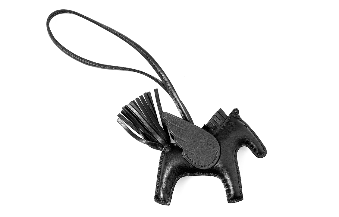 HERMES Rodeo Leather Charm Black - Unisex Couple Design Horse Shaped Keychain H083011CAAU 圖 3