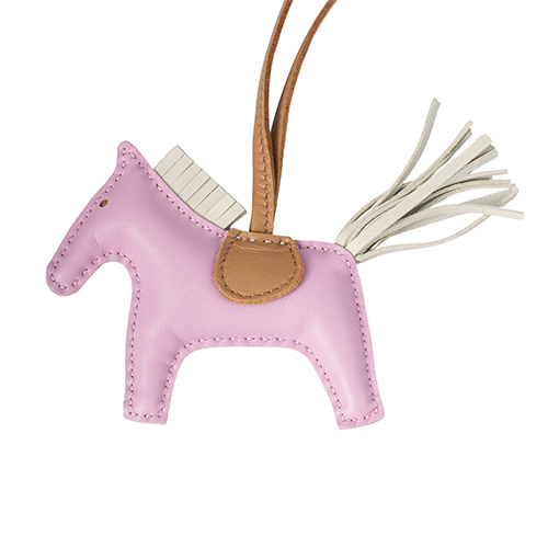HERMES Rodeo Leather Charm Keychain Unisex Couple Style in Pink Chalk Beige. H064929CADE 圖 3
