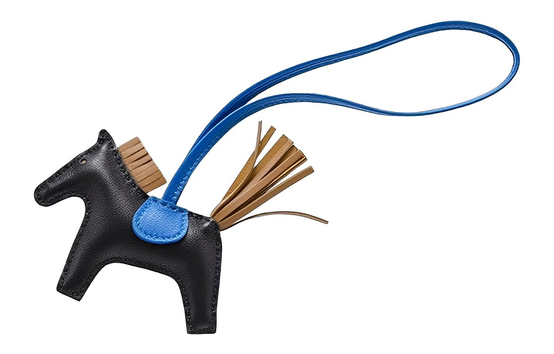 HERMES Rodeo Leather Charm Small Unisex Black Blue H064929CACC