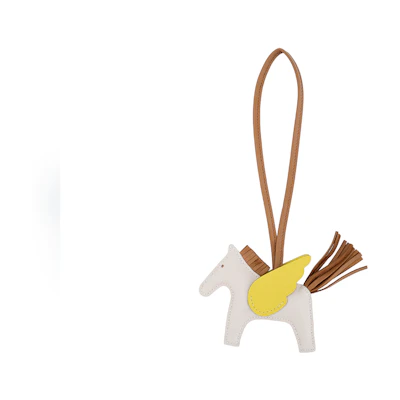 HERMES Rodeo Leather Horse Bag Charm Unisex Couple Accessory Off-White. H083010CAAS