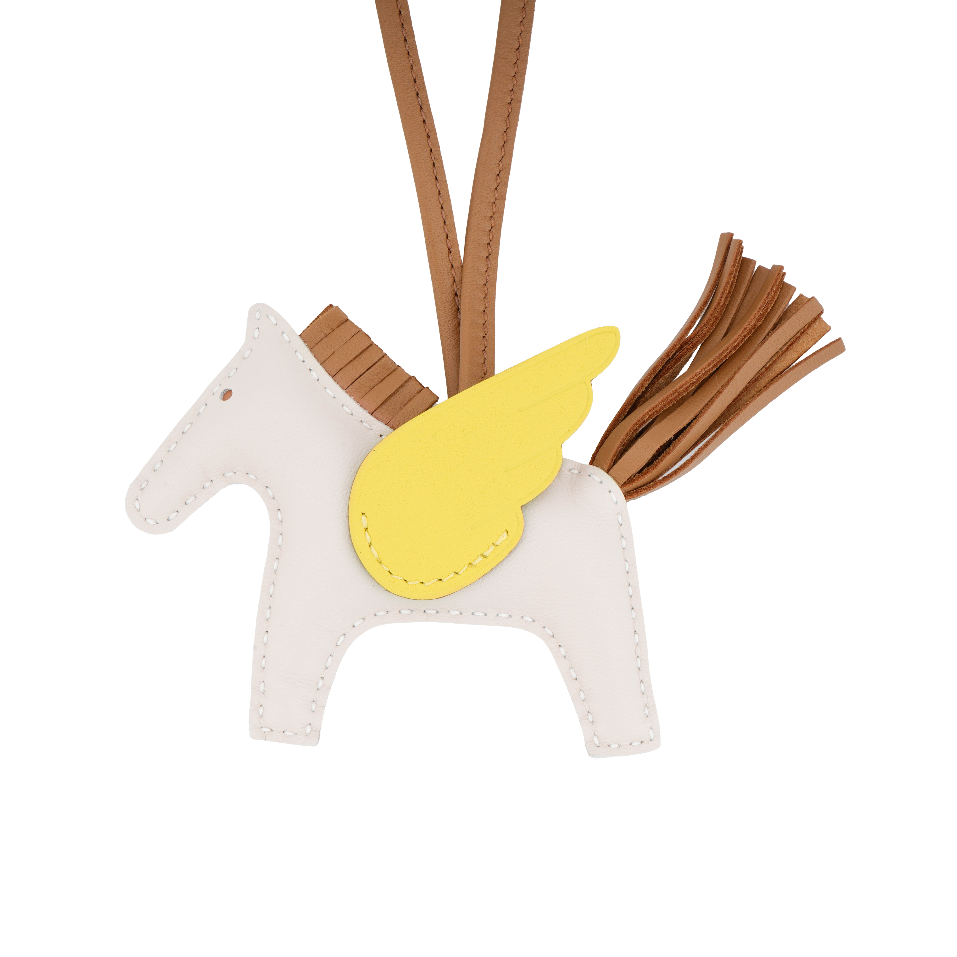 Shop HERMES Rodeo Leather Horse Bag Charm Unisex Couple Accessory Off-White. H083010CAAS