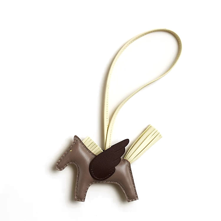 Order HERMES 小羊皮羅德奧飛馬吊飾 小象灰/米頓黃/馬鞍紅 H083010CACG